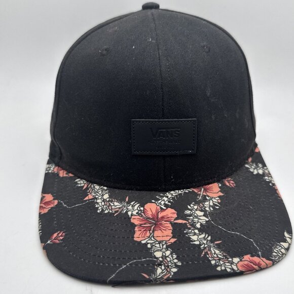 Vans Classic Hat Wordmark Patch Logo Snapback Black  Wide Floral Visor Cap - Picture 1 of 5